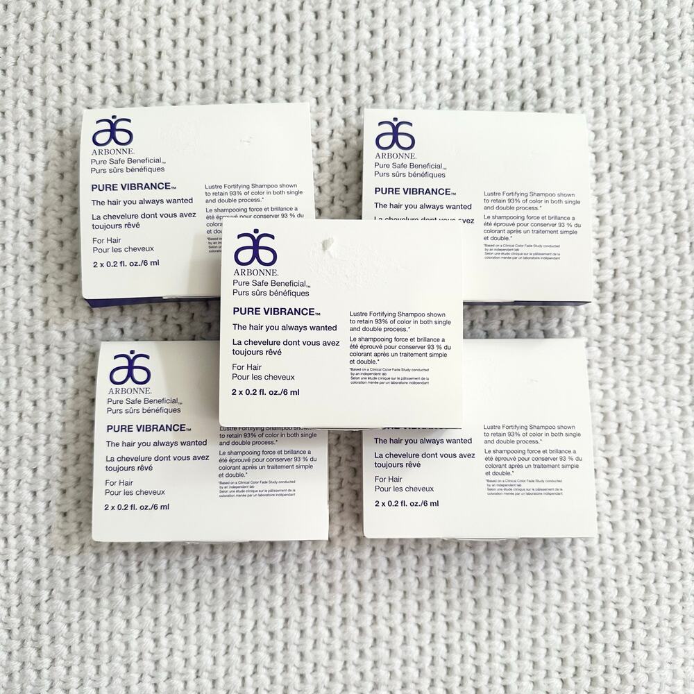 Arbonne Pure Vibrance Hair 2 Piece Travel Sample Set Shampoo Conditioner 5 Set